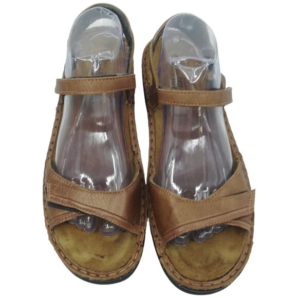 Naot Rosemary Beige Leather Hook & Loop Ankle Strap Sandals Size 42 US 11 Brown - Picture 9 of 12